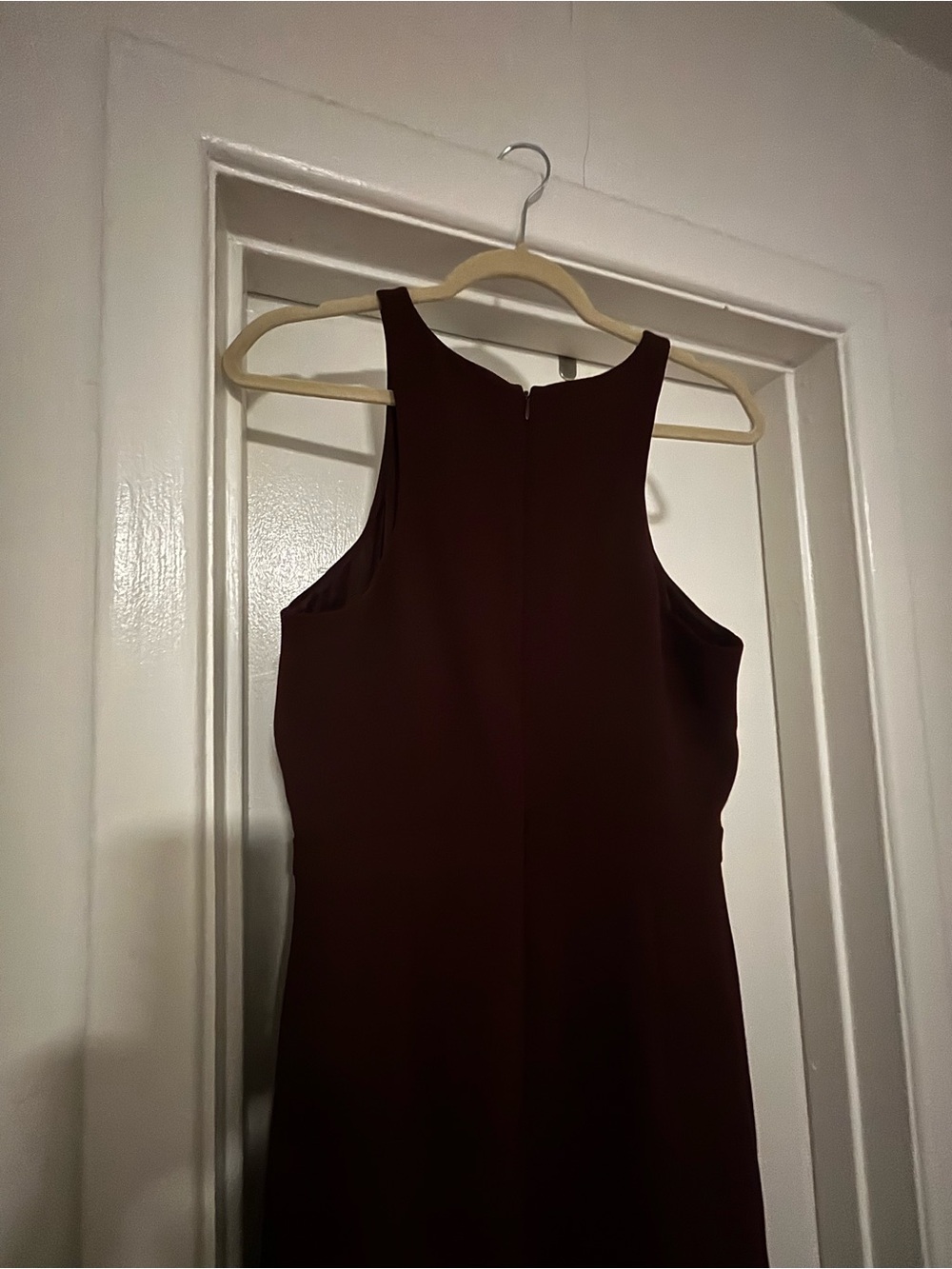 J. Crew Sleeveless High-Neck Dress in dark plum/burgundy - Picture 2 of 4